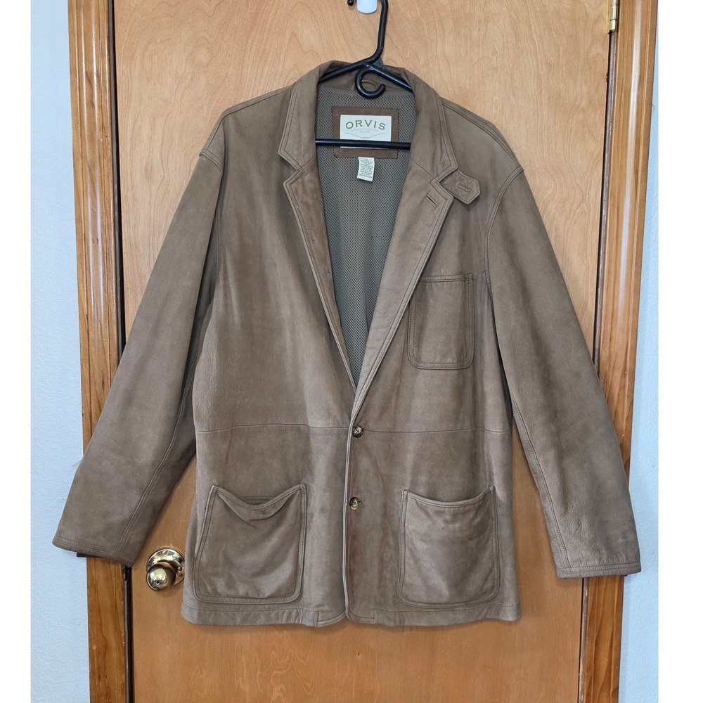 Orvis Sporting Traditions Vintage Brown Nubuck Leather Field Chore Jacket XL